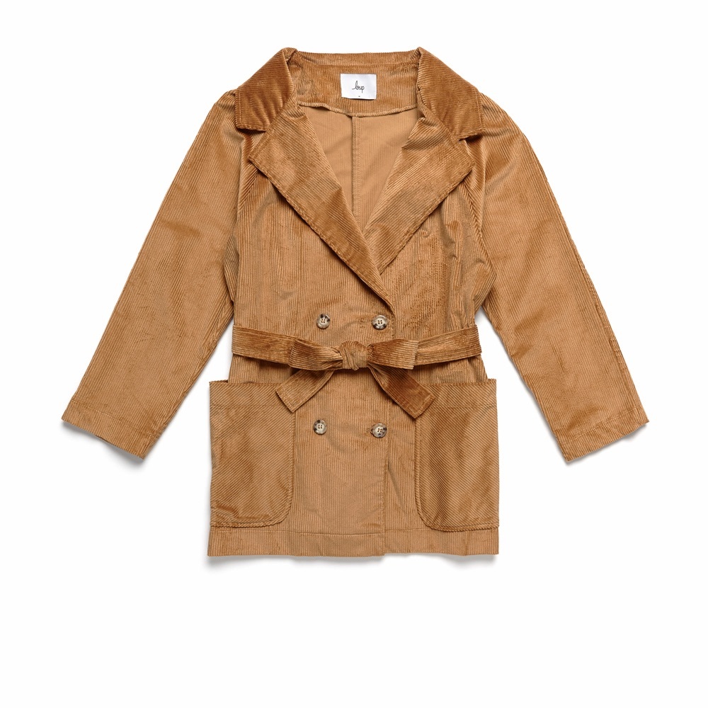 Loup Tan Corduroy Trench Coat - Chestnut Sara Jacket
